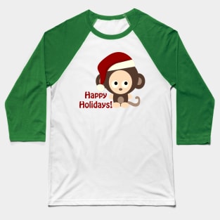 Happy Holidays Santa Monkey Baseball T-Shirt